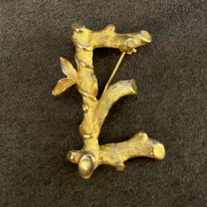 Vintage Sara Coventry Gold Bamboo Initial “E” Brooch